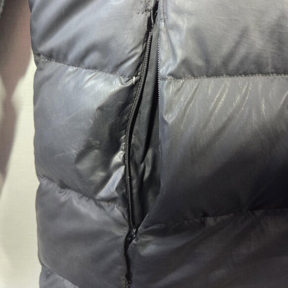 Hudson's Bay Coat Womens Small Black Long Puffer Hooded Down Striped Lightweight - Picture 15 of 16